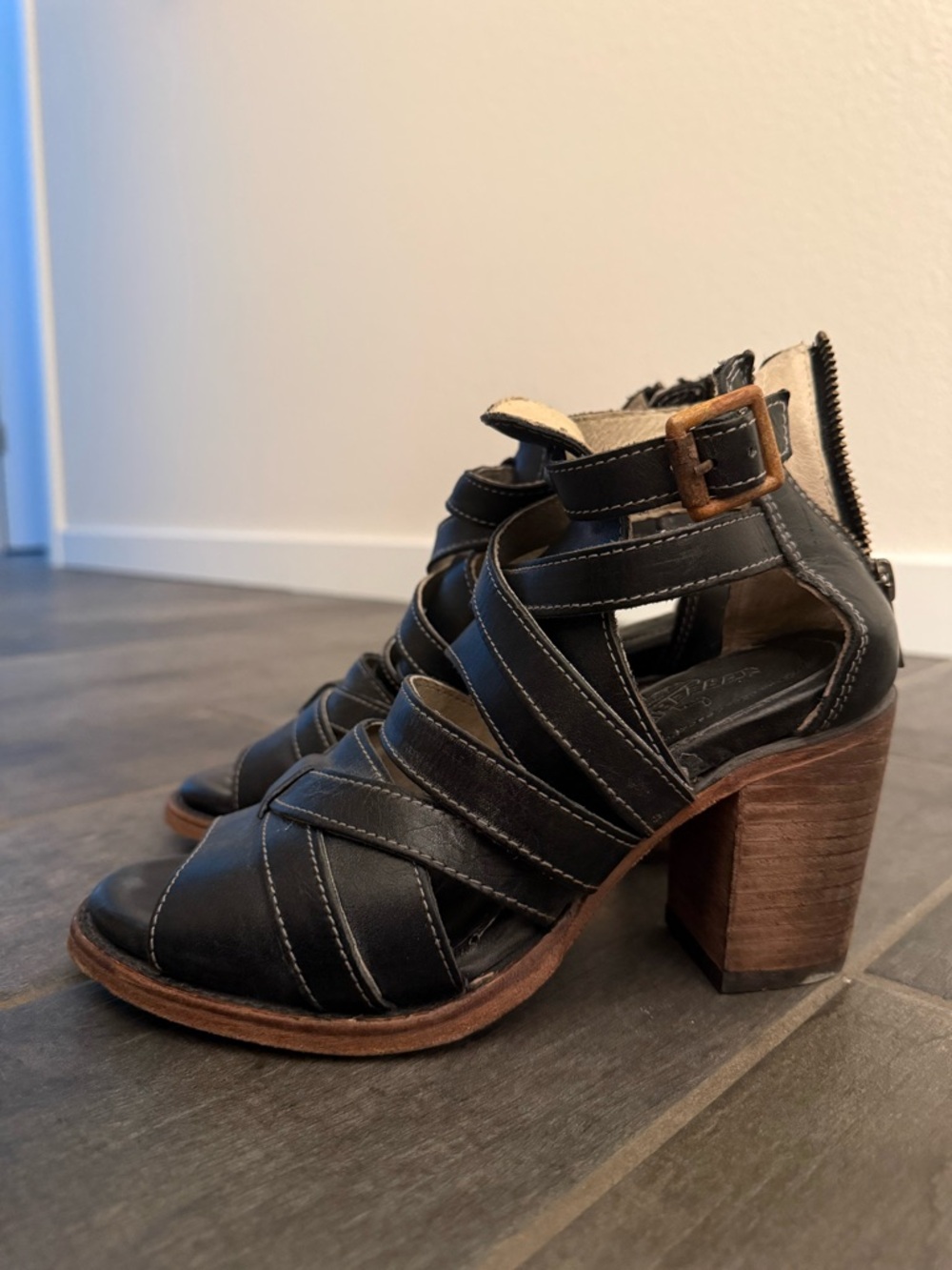 Freebird by Steven Black Multi-Strap Open-Toe Heels - Picture 2 of 3
